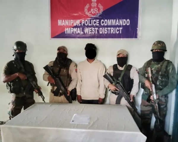 Image of the arrested KCP (PSC) Rebel in Imphal West.