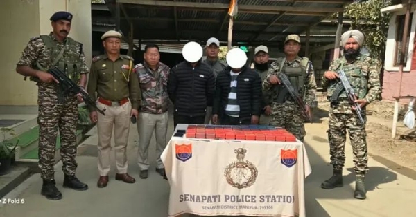Image of the Arrested Drug Peddlers in Manipur, WY Tablets and Brown Sugar Seized.
