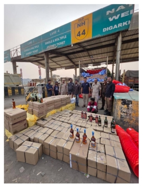 Photo Caption: Foreign liquor seized from Digarkhal area of Cachar district in Assam.
