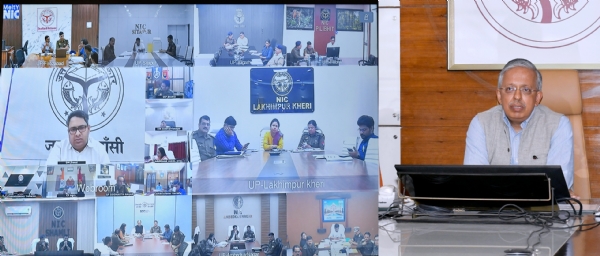 Uttar Pradesh Chief Secretary SP Goyal held a meeting via video conferencing on Saturday