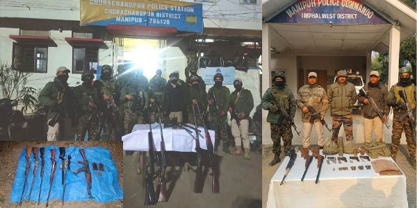Arms and Ammunition Recovered from Imphal West and Churachandpur