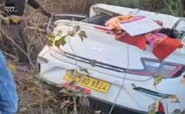 Three men were killed on the spot in Etah after car loses control