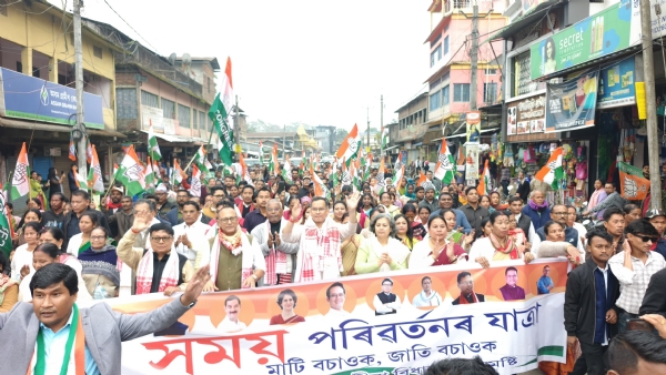 APCC President Gaurav Gogoi p participating in ‘Samay Paribartanor’ Yatra in Dibrugarh. APCC President Gaurav Gogoi p participating in ‘Samay Paribartanor’ Yatra in Dibrugarh.