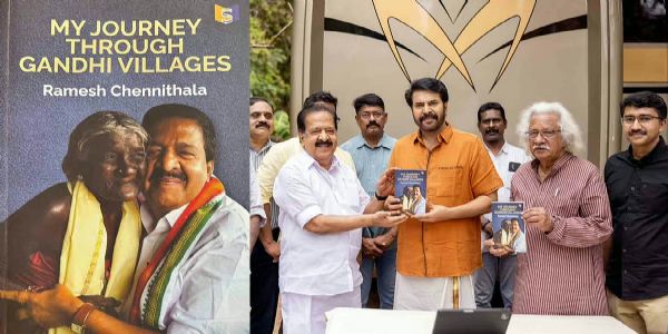Mammootty, Adoor launch L Ramesh Chennithala’s book on ‘Gandhi Gramam’