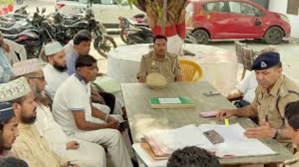 Meeting at the Sambhal Kotwali police station