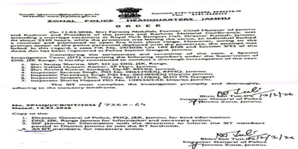 Seven-Member SIT Formed To Probe Assassination Attempt On NC Chief Farooq Abdullah