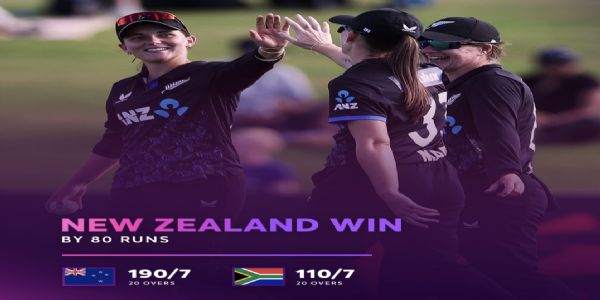 Kerr's Tonker Fires White Ferns: NZ Women Crush South Africa by 80 Runs in T20I Opener