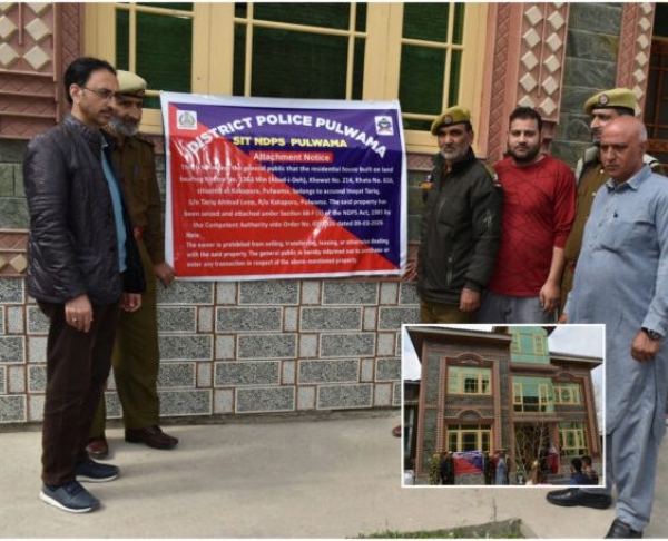 Four Assets Worth Crores Linked To Drug Peddler Attached In J&K’s Pulwama Four Assets Worth Crores Linked To Drug Peddler Attached In J&K’s Pulwama