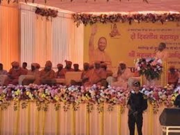 Adityanath, speaking at an event at the Sire temple in Jalore Adityanath, speaking at an event at the Sire temple in Jalore