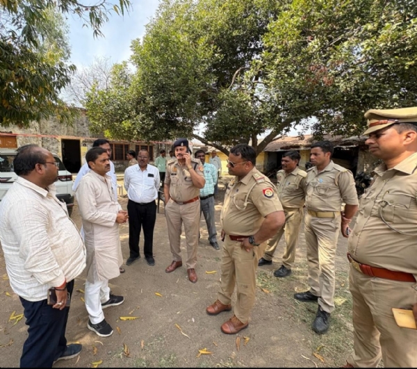 MP representative Vinay Kushwaha speaking to officials over denial of nod for rally