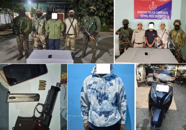 Images Related to the Security Forces Arrest Militant Cadres in Manipur, Arms and Stolen Vehicle Recovery