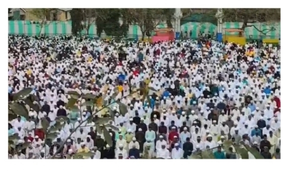 Image of the devotees Offering Eid Namaz at Dhubri Eidgah Ground