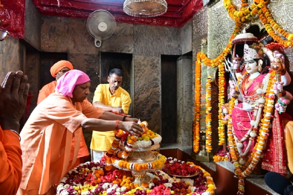 Yogi Adityanath visited the Shaktipeeth temple in Devipatan on Wednesday