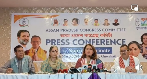Congress leader Supriya Shrinate addressing a press conference on Monday in Guwahati. Congress leader Supriya Shrinate addressing a press conference on Monday in Guwahati.