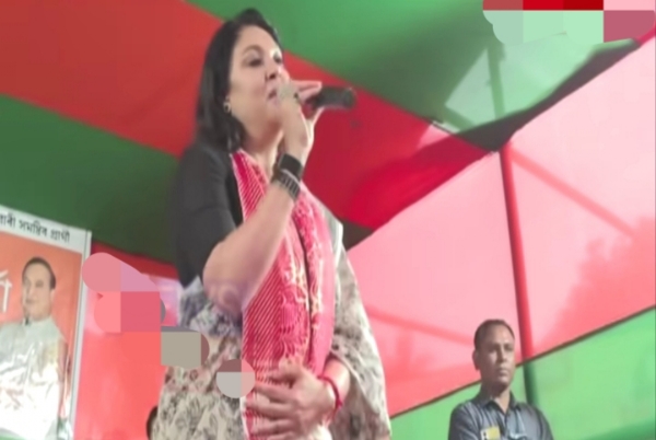 Spouse of the CM Riniki Bhuyan Campaigns for CM in Jalukbari Amid Adverse Weather रिनिकी भुइयां Spouse of the CM Riniki Bhuyan Campaigns for CM in Jalukbari Amid Adverse Weather रिनिकी भुइयां