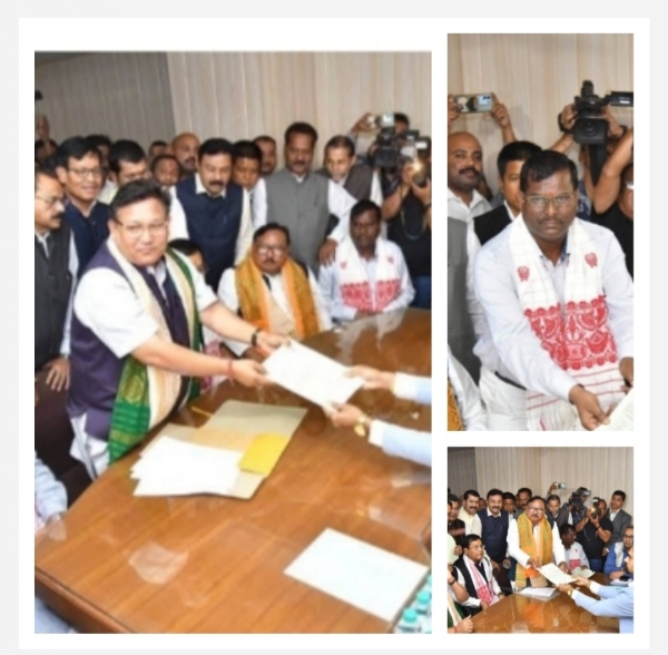 Images of the BJP-Led Alliance Candidates Filing Nominations for Three Rajya Sabha Seats in Assam.
