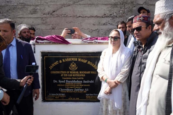 Andrabi inaugurates mosque, lays foundation for Eidgah