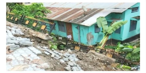 Landslide Hits Kharghuli, Damages Lok Bhawan Connecting Road