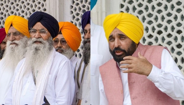 SGPC president Harjinder Singh Dhami and Punjab CM Bhagwant Mann.