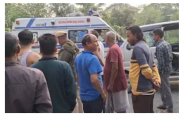 Image of the Road Accident in Assam’s Rangia on Monday. Image of the Road Accident in Assam’s Rangia on Monday.