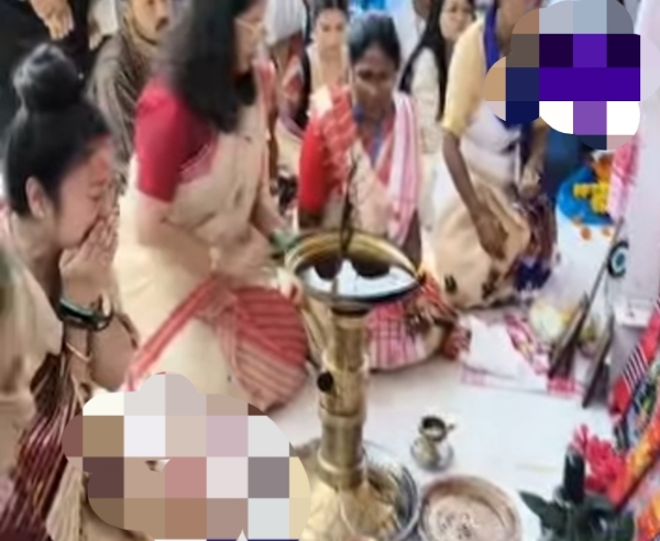 बहाग बिहू के दिन जुबीन क्षेत्र पहुंचीं गरिमा सैकिया गर्ग।