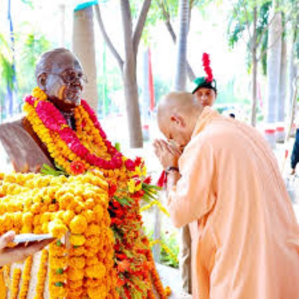 Uttar Pradesh Chief Minister Yogi Adityanath pays floral tributes to Bharat Ratna Baba Saheb Dr. Bhimrao Ambedkar