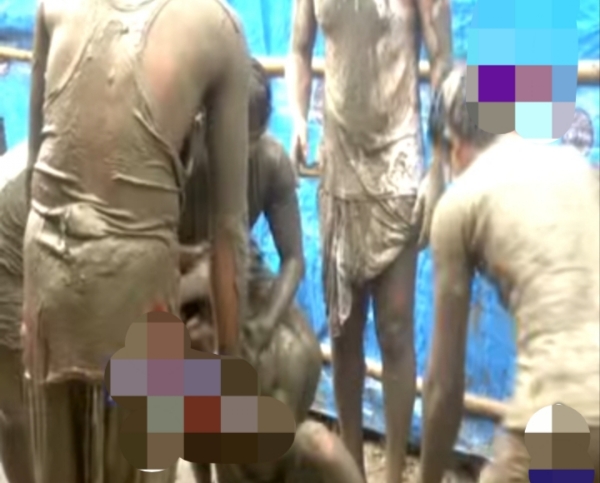 Mud Play Marks Bohag’s First Day at Auniati Satra.