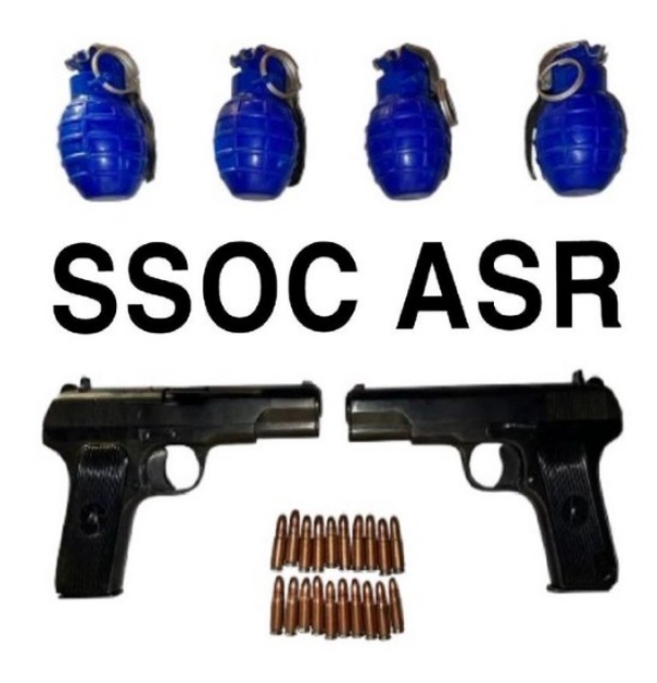 Recovery from accused 4 hand grenades and 2 foreign-made pistols