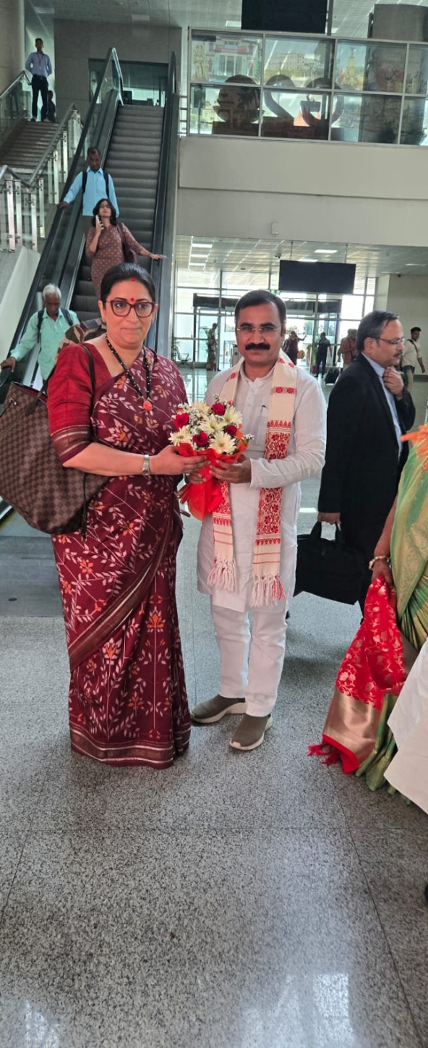 Former Union Minister Smriti Irani arrived in Varanasi on Friday