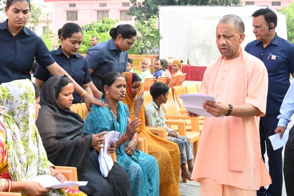 Yogi Adityanath met with people during Janta Darshan event at the Gorakhnath Temple