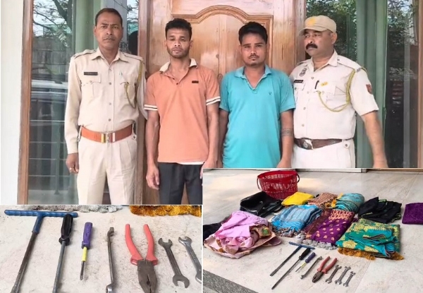 Image of the Arrested Thieves Disguising in Mekhela Chador Arrested in Assam.
