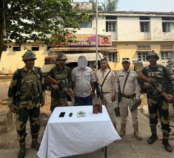Image of the Arrested KYKL Cadre Near Indo-Myanmar Border with Cash and Mobile Phones.
