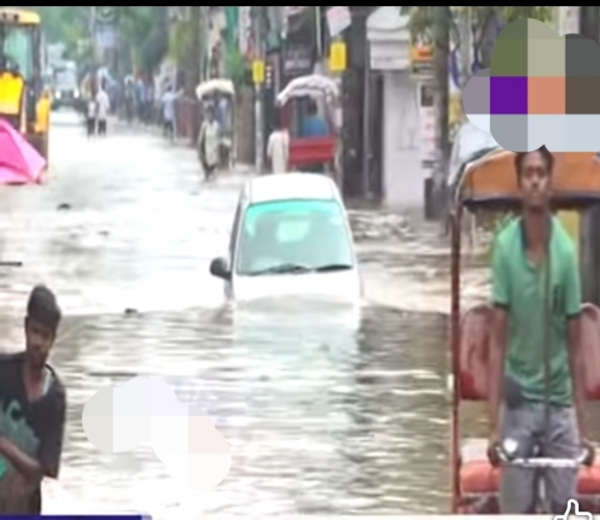 गुवाहाटी में कृत्रिम बाढ़।