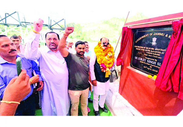 Slathia dedicates suspension bridge over river Basanter to the people of Samotha