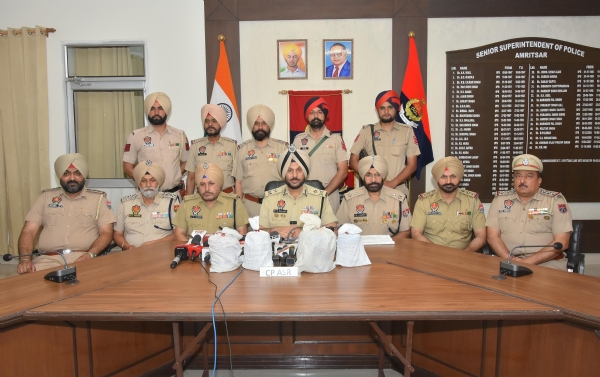CP Amritsar Gurpreet Singh Bhullar briefing the press conference