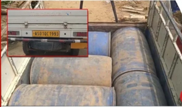 Image Related to the Seized Illegal Diesel-Laden Vehicle in Kampur Village on Thursday.