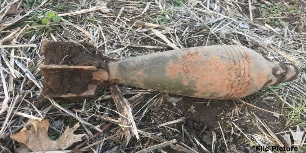 Rusted mortar shell destroyed in Mendhar