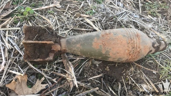 Rusted mortar shell destroyed in Mendhar
