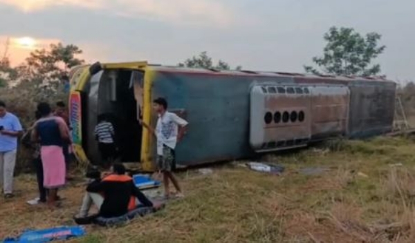 Bus Overturns in Sonepur