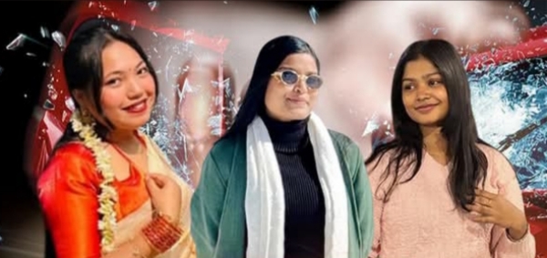 गुवाहाटी सड़क हादसे में  मृतक तीन युवतियों की तस्वीर।