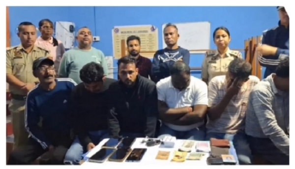 Image of the Six Arrested Gamblers During Police Raid in Digboi.