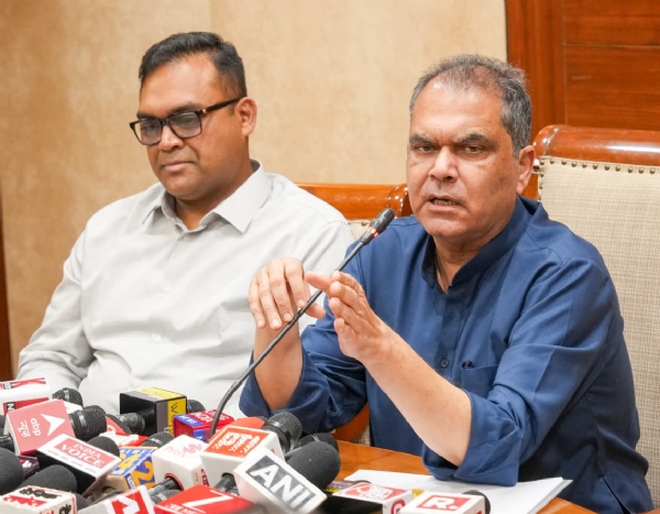 Addressing a press conference Minister Sanjeev Arora.