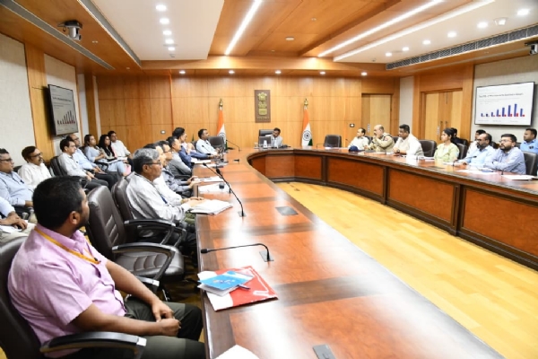Image of the Assam Chief Secretary Reviewing Road Safety Scenario.