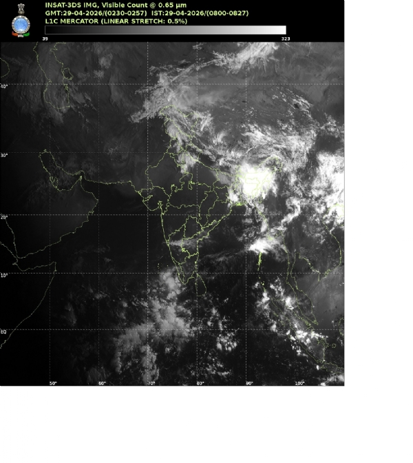 The India Meteorological Department has released this image, obtained from satellite data, early today.