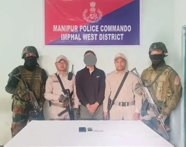 Image of the Three arrested KCP (PWG) Rebels with Arms and Explosives Near Moreh in Manipur.