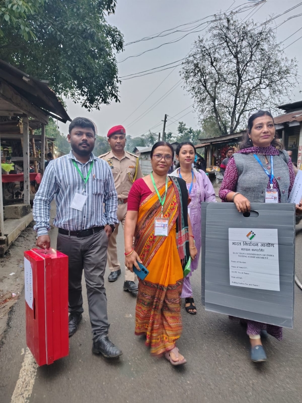 Image of the Polling Personnels Dispatched Early for Remote Booths in Assam.