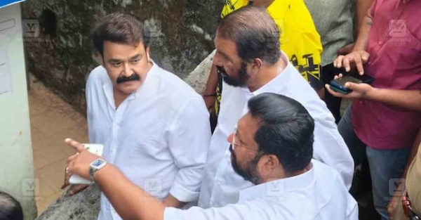 Mohanlal at the polling booth Mohanlal at the polling booth