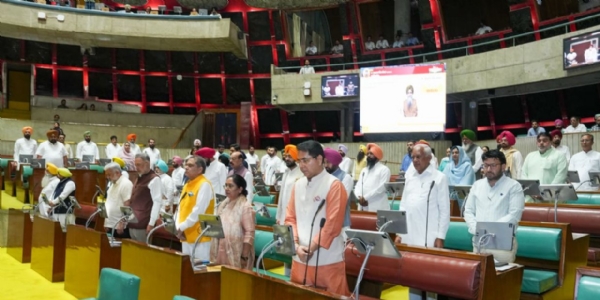 In Punjab Vidhan Sabha minister giving tribute