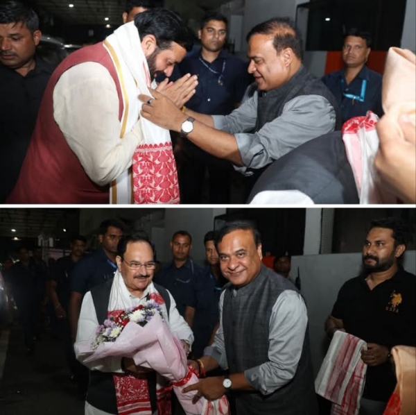 असम पहुंचे भाजपा के दो केंद्रीय पर्यवेक्षकों का भव्य स्वागत करते हुए निवर्तमान मुख्यमंत्री डॉ हिमंत बिस्व सरमा