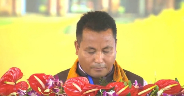 Charan Boro sworning in as Minister again on Tuesday.